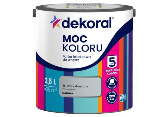 Farba Lateksowa Moc Koloru Szary Klasyczny 2,5l Dekoral