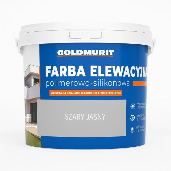 Farba Elewacyjna Polimerowo-Silikonowa Szary Jasny 10l Goldmurit