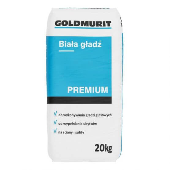 Śnieżnobiała i Elastyczna Gładź Gipsowa Premium 20kg Goldmurit
