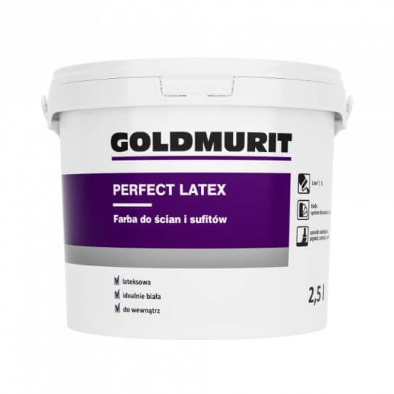 Farba Do Ścian i Sufitów Perfect Latex Biała/Baza1 2,5l Goldmurit