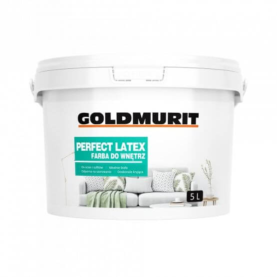 Farba Do Ścian i Sufitów PERFECT LATEX Idealnie Biała 5l Goldmurit