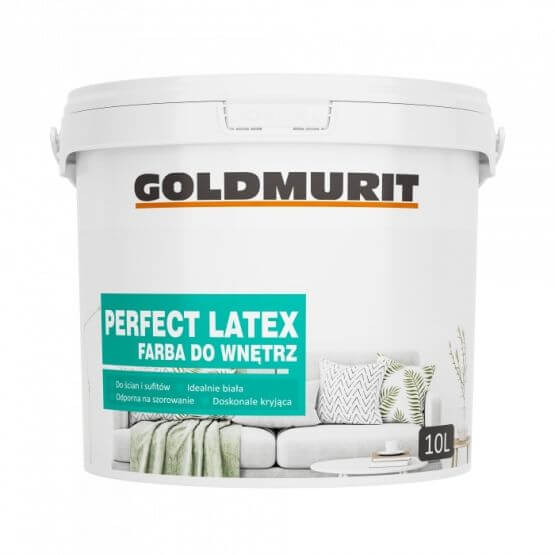 Farba Do Ścian i Sufitów PERFECT LATEX Idealnie Biała 10l Goldmurit