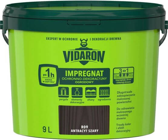 Impregnat Ochronno Dekoracyjny Ogrodowy Antracyt Szary R09 9 L Vidaron