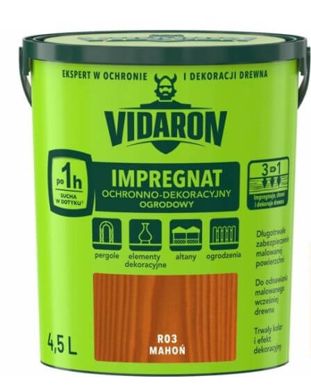 Impregnat Ochronno Dekoracyjny Ogrodowy Mahoń R03 4.5 L Vidaron