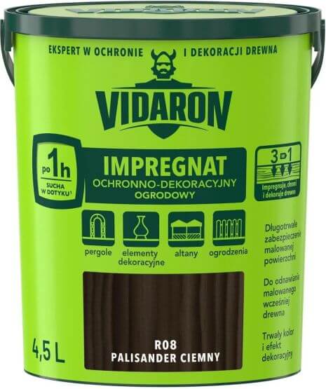 Impregnat Ochronno Dekoracyjny Ogrodowy Palisander Ciemny R08 4,5 L Vidaron