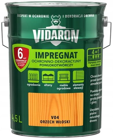 Impregnat Ochronno-Dekoracyjny Powłokotwórczy V04 Orzech Włoski 4,5L Vidaron