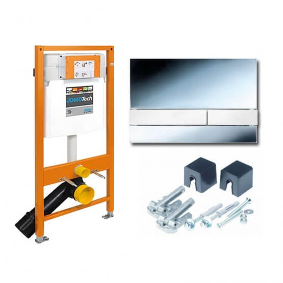 Stelaż JOMOTech do Muszli Wiszącej ze Wspornikami i Przyciskiem Exclusive 2.0 Chrom Połysk 174-91101300-00 Werit Jomo