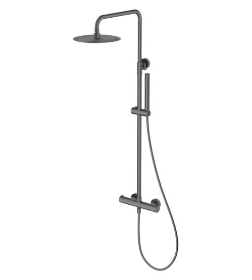 Kolumna Natryskowa Termostatyczna 2-Funkcyjna Z Zestawem Natryskowym I Deszczownicą 250 mm Fly Gun Metal 0401202BN Emporia