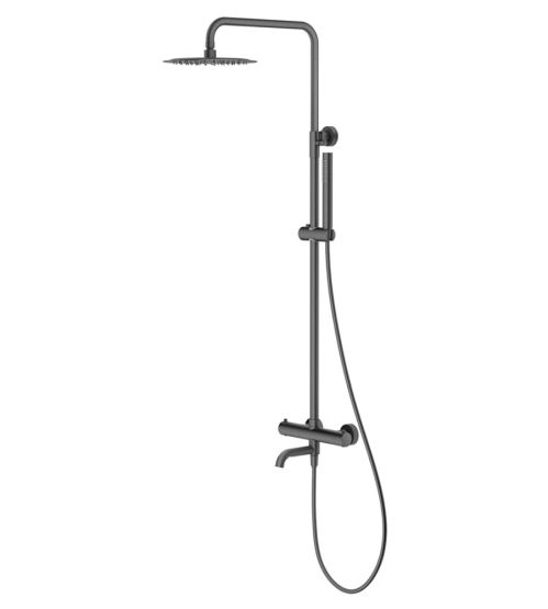 Kolumna Natryskowa Termostatyczna 3-Funkcyjna Z Zestawem Natryskowym Deszczownicą 250 mm I Wylewką Wannową Fly Gun Metal 030130BN Emporia