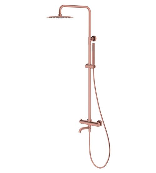 Kolumna Natryskowa Termostatyczna 3-Funkcyjna Z Zestawem Natryskowym Deszczownicą 250 mm I Wylewką Wannową Fly Miedź Szczotkowana 030130BRG Emporia