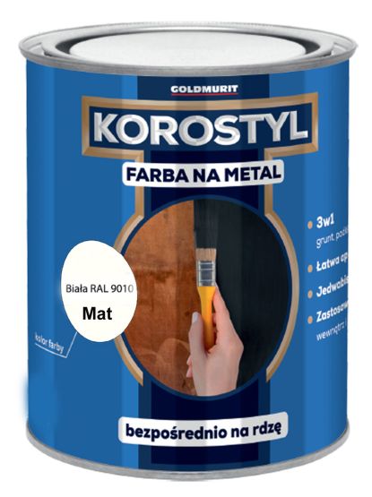 Farba Na Metal 3W1 Korostyl Biały Mat 9010 0,7L Goldmurit