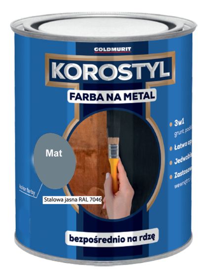 Farba Na Metal 3W1 Korostyl Stalowy 7046 0,7L Goldmurit