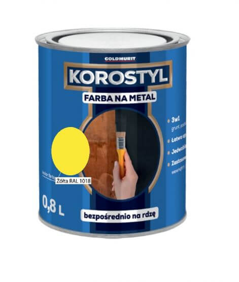 Farba Na Metal 3W1 Korostyl Żółty RAL 1018 0,8L Goldmurit