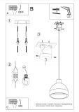 Lampa Wisząca Szary Damaso SL.0281 Sollux