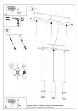 Lampa Wisząca Loopez 3L Czarny/Chrom SL.0942 Sollux