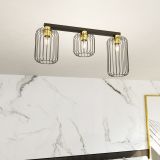 mini: Lampa sufitowa BARN nowoczesna czarna / złota E27 15W LED (3)