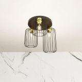 mini: Lampa sufitowa BARN nowoczesna czarna / złota E27 15W LED (3)