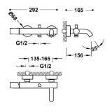 Bateria Wannowo-Prysznicowa Ścienna Study 26117001AC Tres - OUTLET