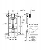 Stelaż Rapid SL Podtynkowy do WC 1,13m + Wsporniki 38536001 Grohe - OUTLET towar niepełnowartościowy