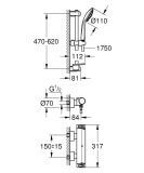 Bateria Prysznicowa Z Termostatem, Z Zestawem Prysznicowym Grohtherm 2000 34195001 Grohe