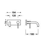 Bateria Umywalkowa Podtynkowa z Wylewką 180 mm Study 26230031AC Tres