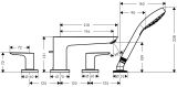 4-Otworowa Bateria Na Brzeg Wanny Talis E Czarny Chrom Szczotkowany 71748340 Hansgrohe