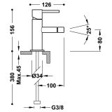 Bateria Bidetowa Jednouchwytowa Study Grafit 06212001GR Tres