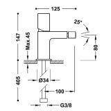 Bateria Bidetowa Loft Stal 20012002AC Tres