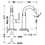 Bateria Bidetowa Loft Stal 20022401AC Tres