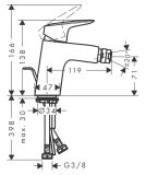 Bateria Bidetowa Z Kompletem Odpływowym Z Cięgłem Logis Chrom 71203000 Hansgrohe