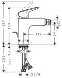 Bateria Bidetowa Z Kompletem Odpływowym Z Cięgłem Logis Czarny Mat 71200670 Hansgrohe