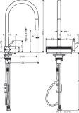Bateria Kuchenna Aquano Select Z Wyciąganą Wylewką Chrom 73837000 Hansgrohe