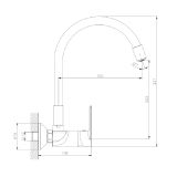 Bateria Kuchenna Ścienna Z Elastyczną Wylewką Onclo Chrom ABON7311F1 Avapax