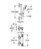 Bateria Prysznicowa Grohtherm 1000 Chrom 34835001 Grohe