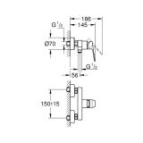 Bateria Prysznicowa Natynkowa Cubeo Matte Black 1018242430 Grohe