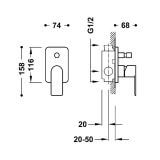 Bateria Prysznicowa Podtynkowa Loft Stal 20018001AC Tres