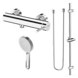 Bateria Prysznicowa Z Zestawem Prysznicowym Na Drążku Fly Chrom ZESTAW-FLY-28-CHR Emporia
