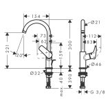 Bateria Umywalkowa 210 Z Obrotową Wylewką I Kompletem Odpływowym Z Cięgłem Logis 71130670 Hansgrohe
