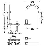Bateria Umywalkowa Dwuotworowa Study Złoty Cava 26110501CA Tres