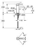 Bateria Umywalkowa Essence S Brushed Hard Graphite 24172AL1 Grohe