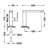Bateria Umywalkowa Loft Tres Wylewka Kwadratowa 20020501 Tres