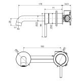 Bateria Umywalkowa Podtynkowa Delta PI Złoty Szczotkowany AREX.1213GB Excellent