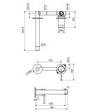 Bateria Umywalkowa Podtynkowa PI Złoty Szczotkowany AREX.1214GB Excellent