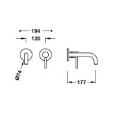 Bateria Umywalkowa Podtynkowa Study Złoty Cava 26230021CA Tres