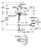 Bateria Umywalkowa Rozmiar S Eurosmart Chrom 23965003 Grohe
