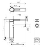 Bateria Umywalkowa Stojąca PI Miedziany Szczotkowany AREX.1201CB Excellent