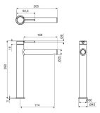 Bateria Umywalkowa Stojąca Wysoka PI Grafit Szczotkowany AREX.1202AB Excellent
