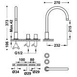 Bateria Umywalkowa Dwuuchwytowa Study 6110501 Tres