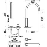 Wysoka Bateria Umywalkowa Study 26110502AC Tres