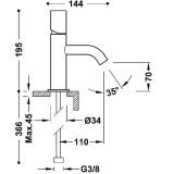 Bateria Umywalkowa Study Stal 26190301AC Tres